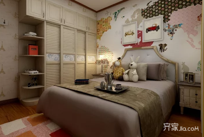 20万以上装修,四房装修,140平米以上装修,中式风格,儿童房,卧室背景墙