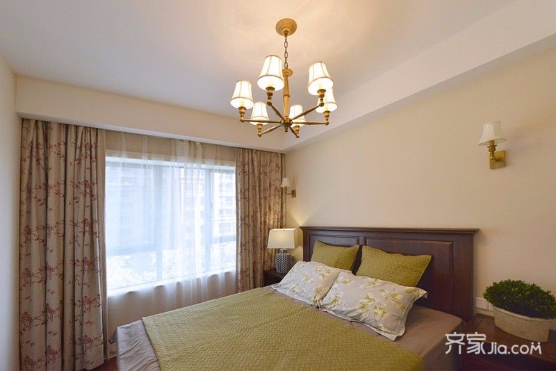 大户型,20万以上装修,复式装修,140平米以上装修,卧室,美式风格,卧室背景墙,床上用品