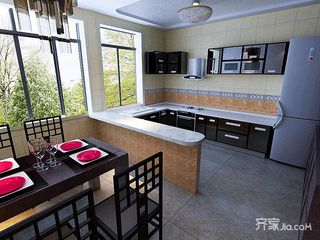 90㎡新中式二居厨餐厅装修效果图