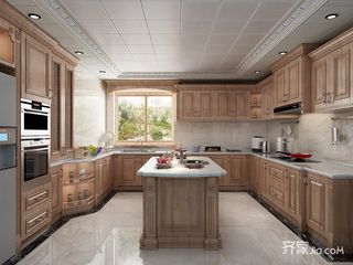 新中式复式别墅厨房装修效果图