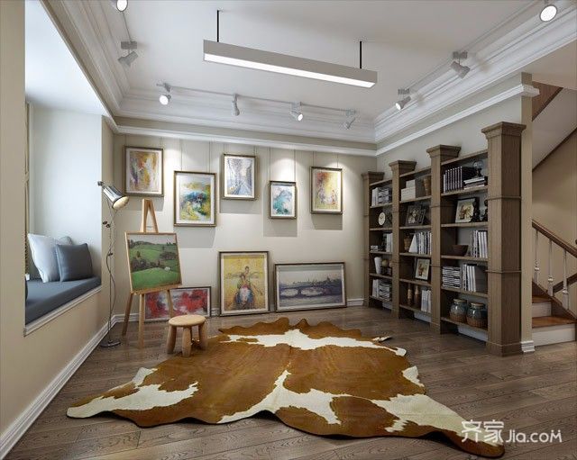 230平美式别墅画室装修效果图8/9