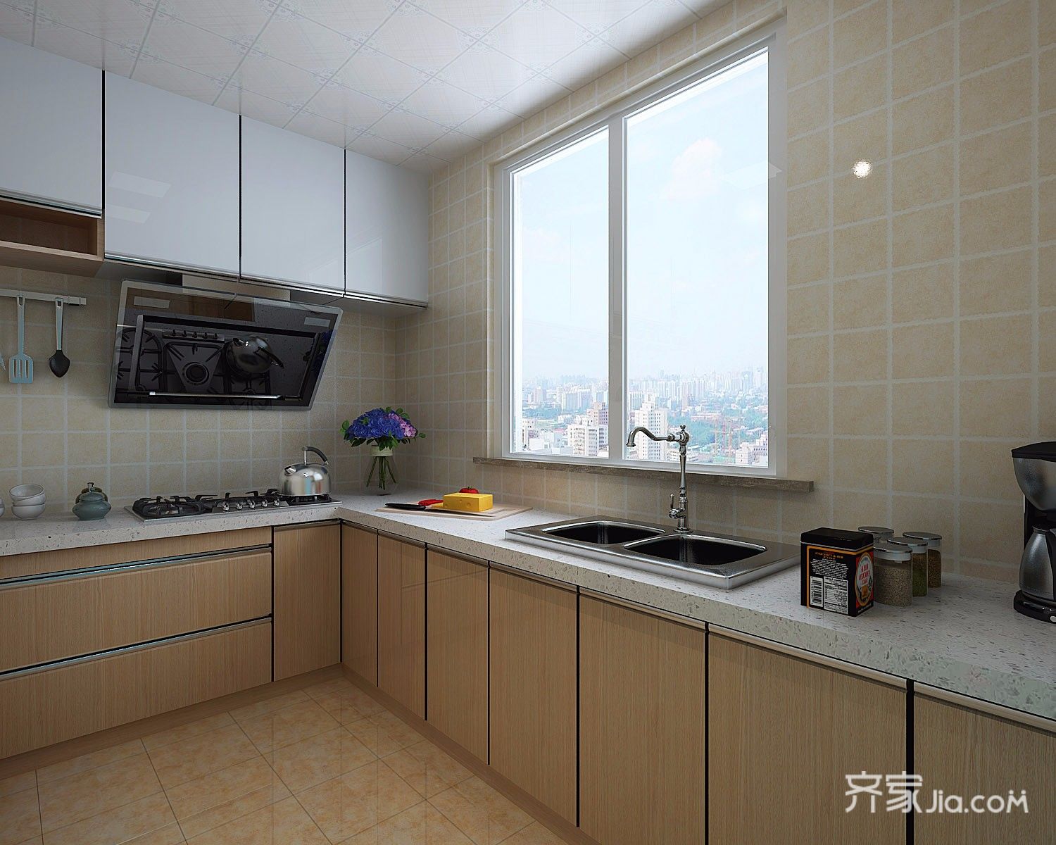 300平新中式风格厨房装修效果图