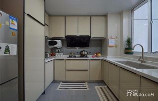 140平现代简约三居装修厨房布局图