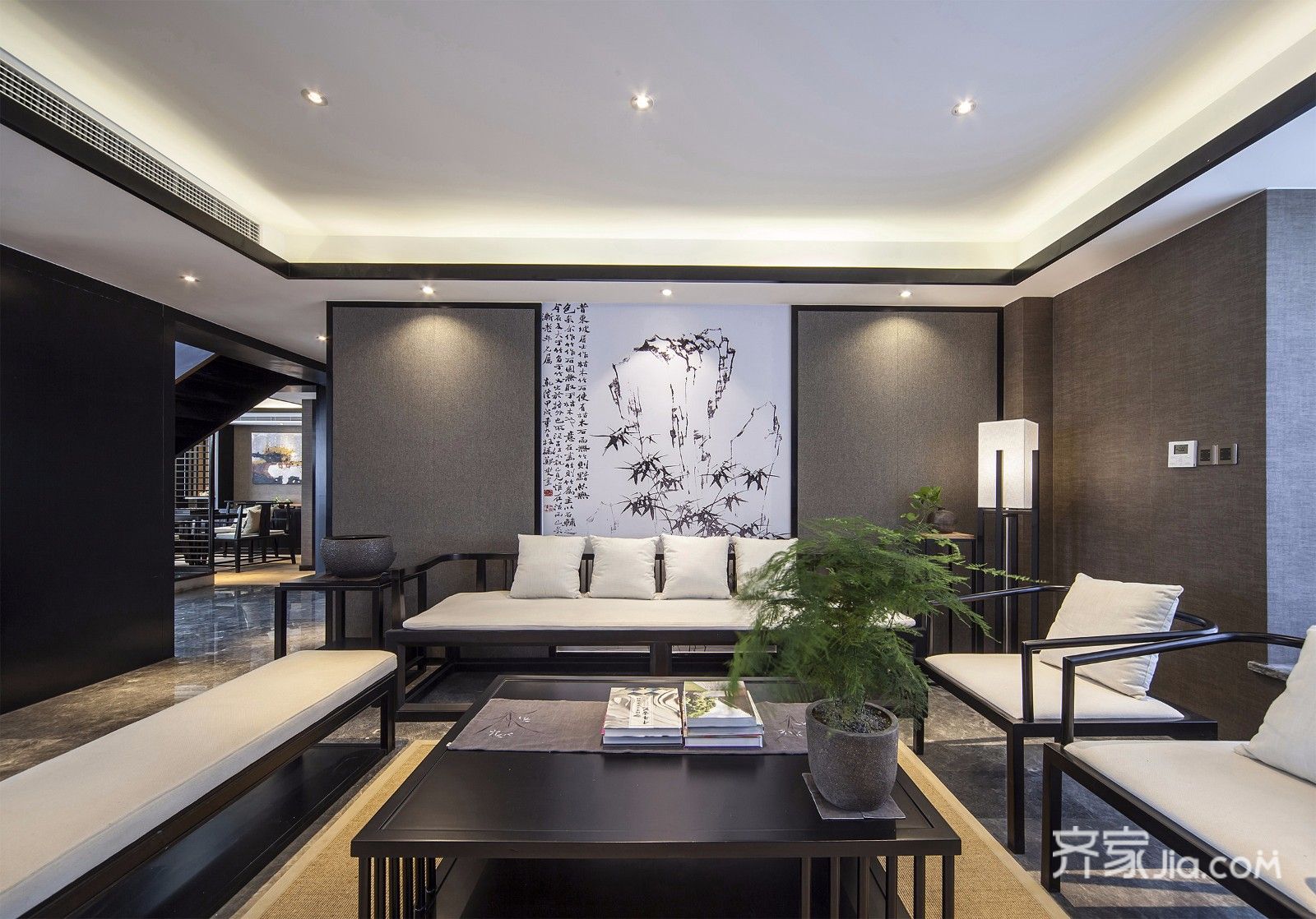 新中式风格别墅装修客厅效果图