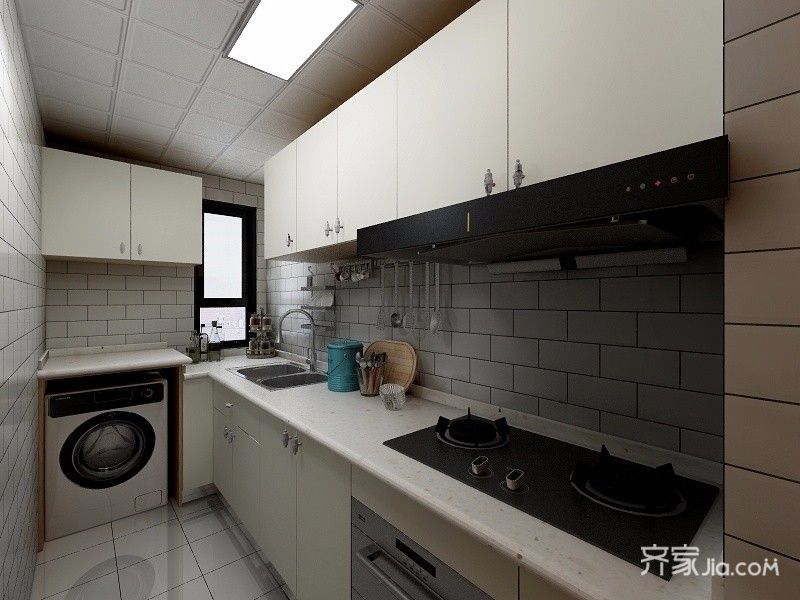 小户型装修,一居室装修,50平米装修,5-10万装修,混搭风格,厨房,白色