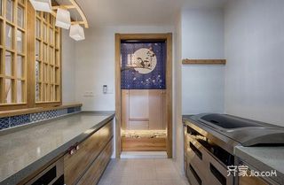 90㎡新中式三居装修厨房布局图