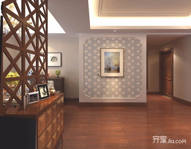 大户型,20万以上装修,复式装修,140平米以上装修,美式风格,玄关,背景墙,隔断