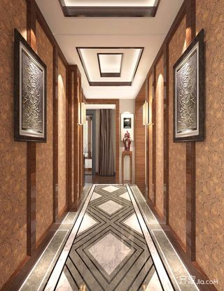 新中式风格复式三居走廊装修效果图