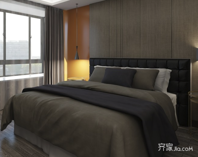20万以上装修,别墅装修,140平米以上装修,卧室,新古典风格,卧室背景墙,床上用品,灰色