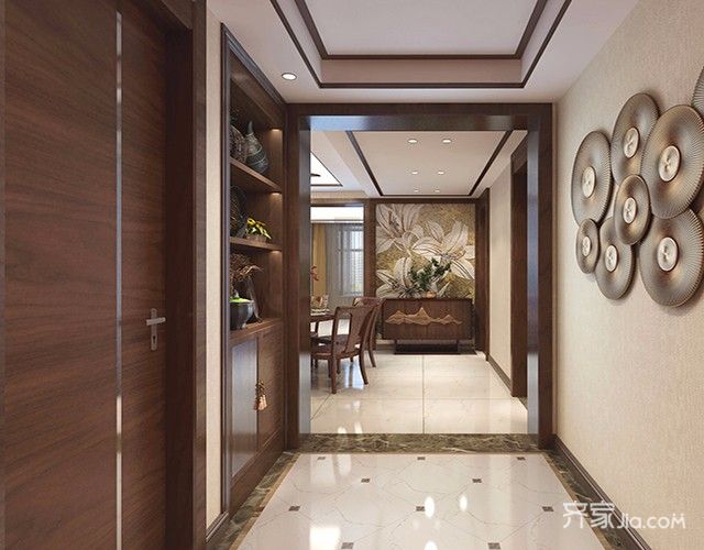 20万以上装修,别墅装修,140平米以上装修,中式风格,玄关,走廊