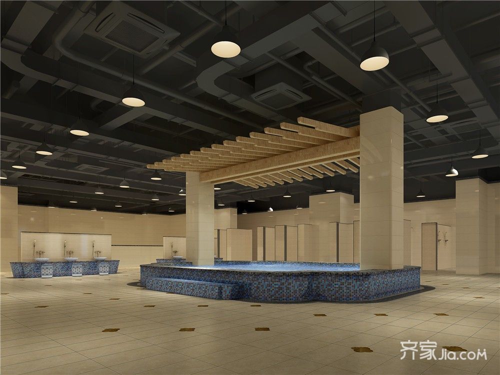 养生会所,20万以上装修,大户型,140平米以上装修,简约风格,泳池,米色