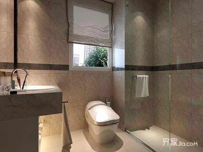 10-15万装修,三居室装修,130平米装修,简约风格,卫生间,马桶,隔断,米色