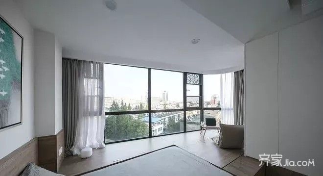 二居室装修,80平米装修,简约风格,卧室,榻榻米,飘窗,白色