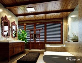 680平中式茶馆装修卫生间设计图