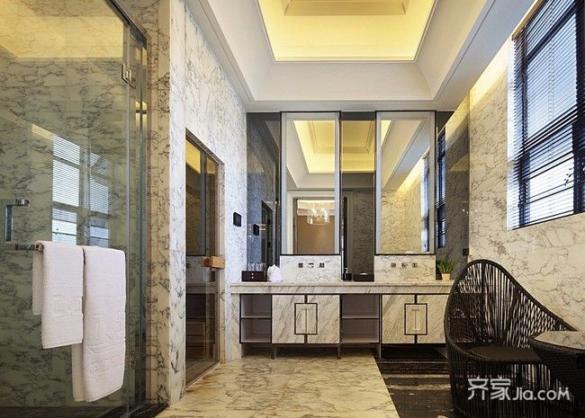 豪华型装修,大户型,别墅装修,140平米以上装修,欧式风格,卫生间,暖色调