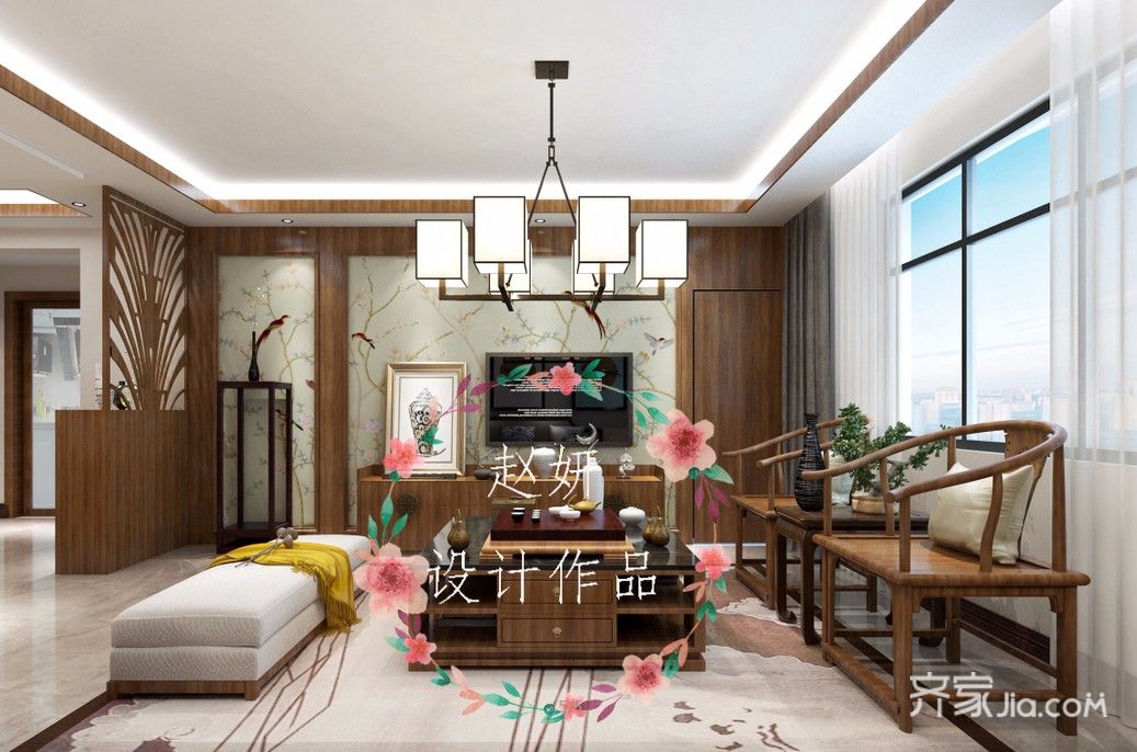 150㎡中式风格装修客厅布置图