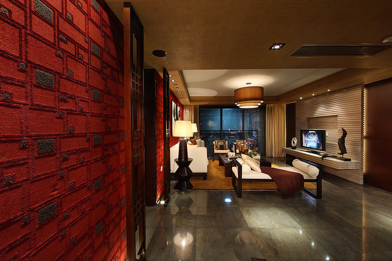 三居 中式 峰光无限 客厅图片来自西安峰光无限装饰在华润・二十四城三居135平中式的分享