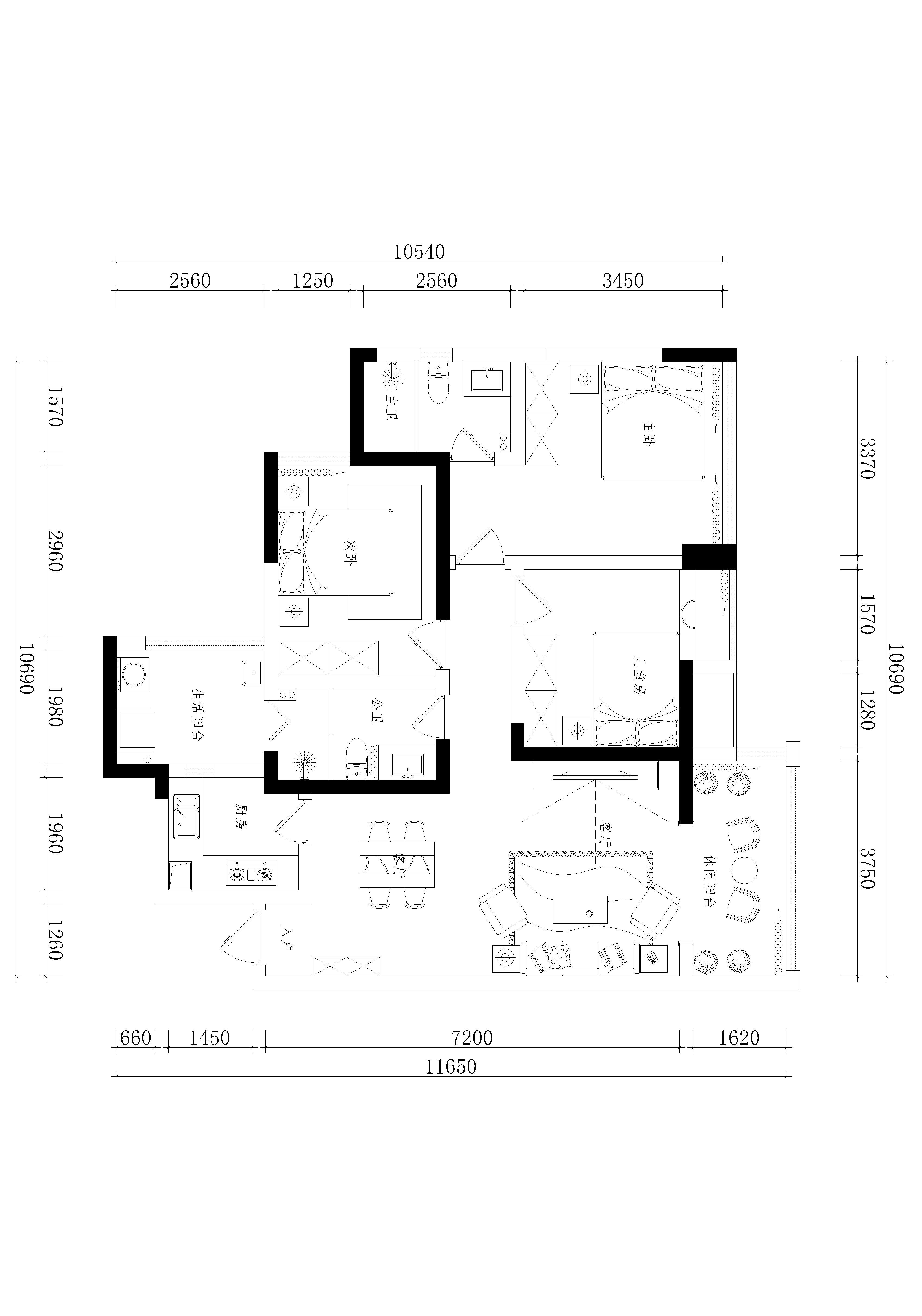 三居室美式100平米装修效果图,2024三居室美式100平米装修设计欣赏_住范儿
