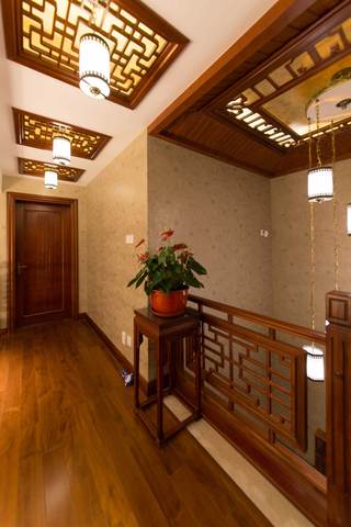 400平中式风格别墅装修走廊设计图