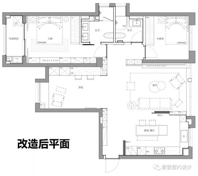 108㎡现代风三居，客+餐+厨+书房全开放，空间至少变大20㎡！