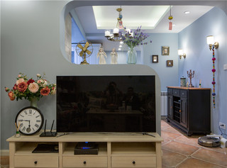美式混搭风格二居室电视背景墙装修效果图