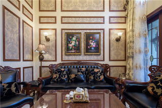 新古典美式风格别墅沙发背景墙装修效果图