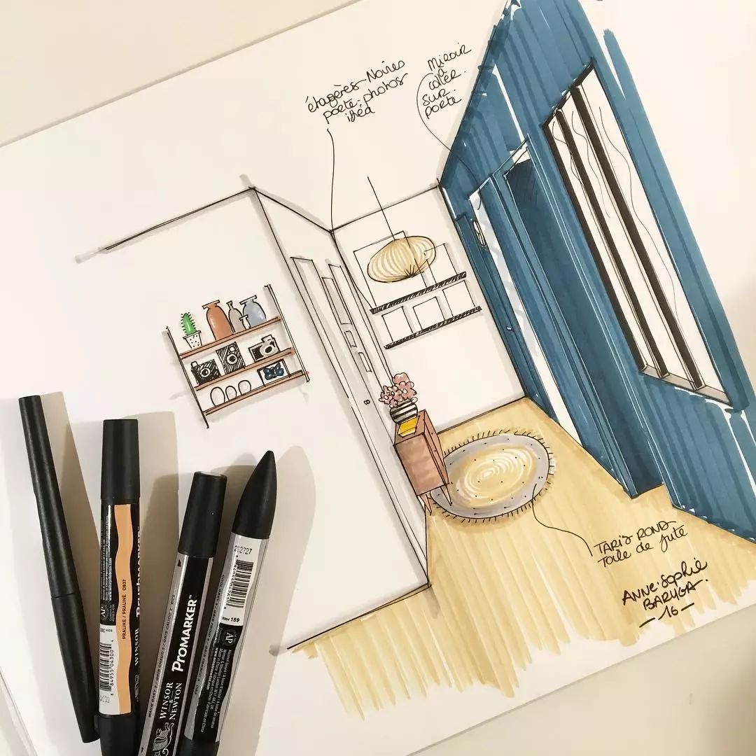 不要把简单的东西复杂化,这样很容易掉入手绘表现技法的怪圈,设计手绘