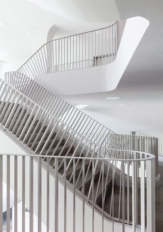现代简洁教学楼楼梯设计效果图
