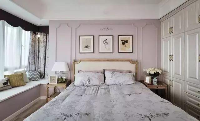 128㎡美式三房，大飘窗配上粉紫色墙面，绝对是女主人的最爱！