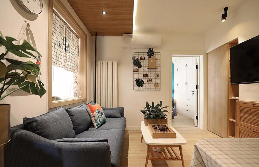 65㎡日式简约的小窝，沙发墙还能这样设计！