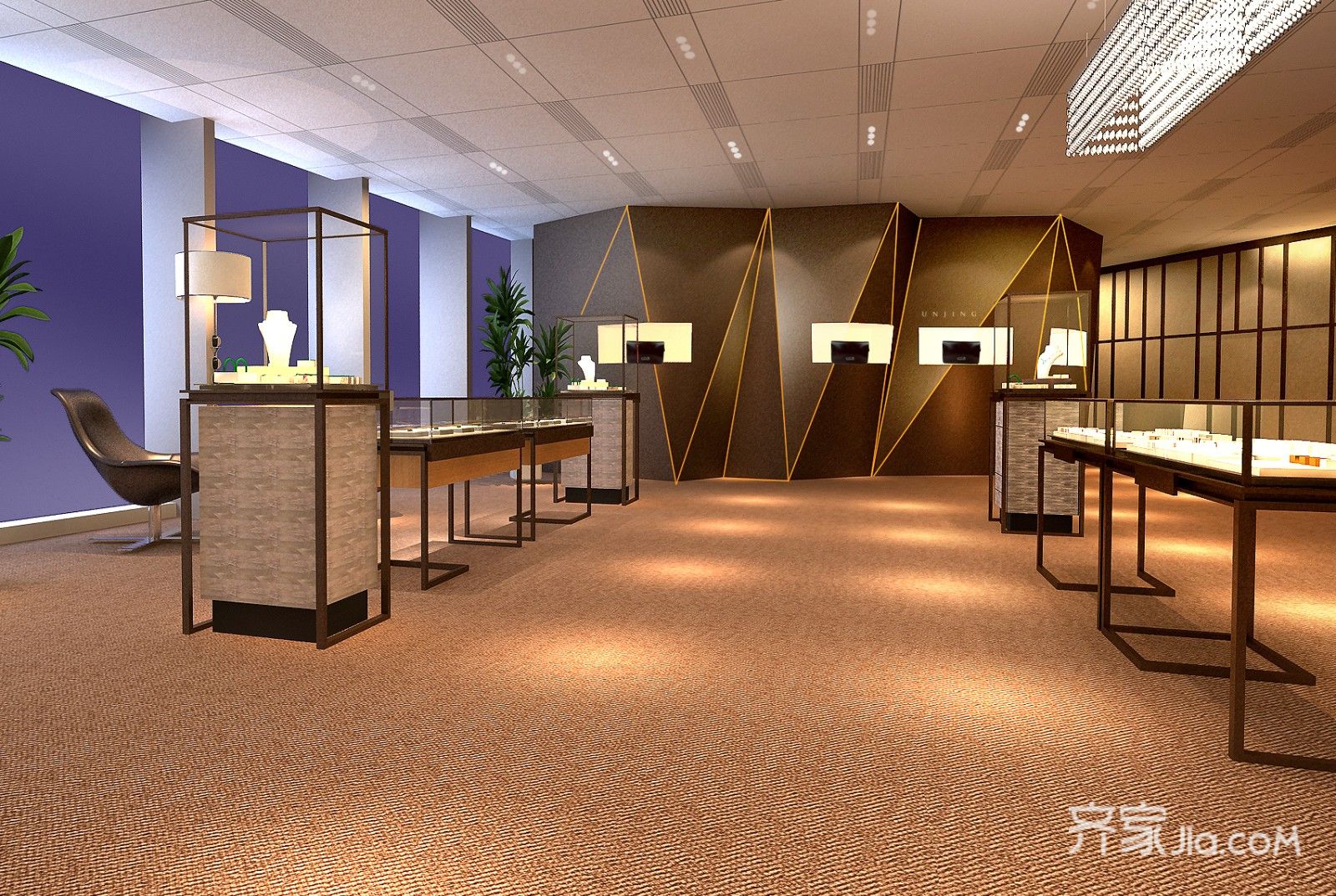 350万3000平米简约商用装修效果图,永星珠宝装修案例效果图-齐家装修