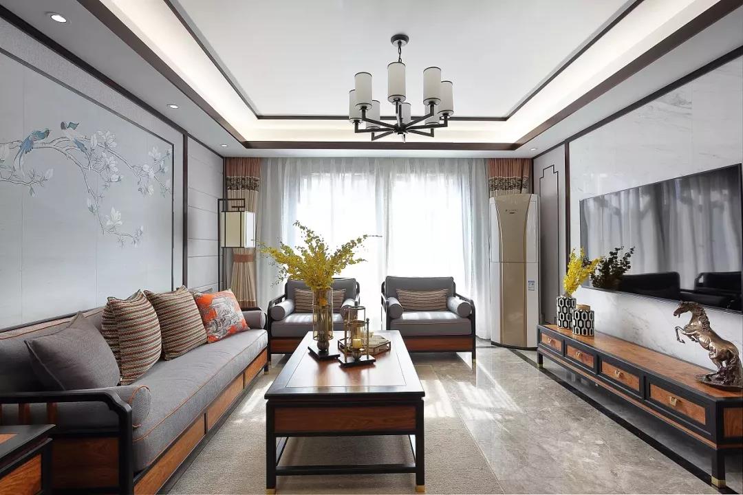 新中式风格大户型客厅装修设计图
