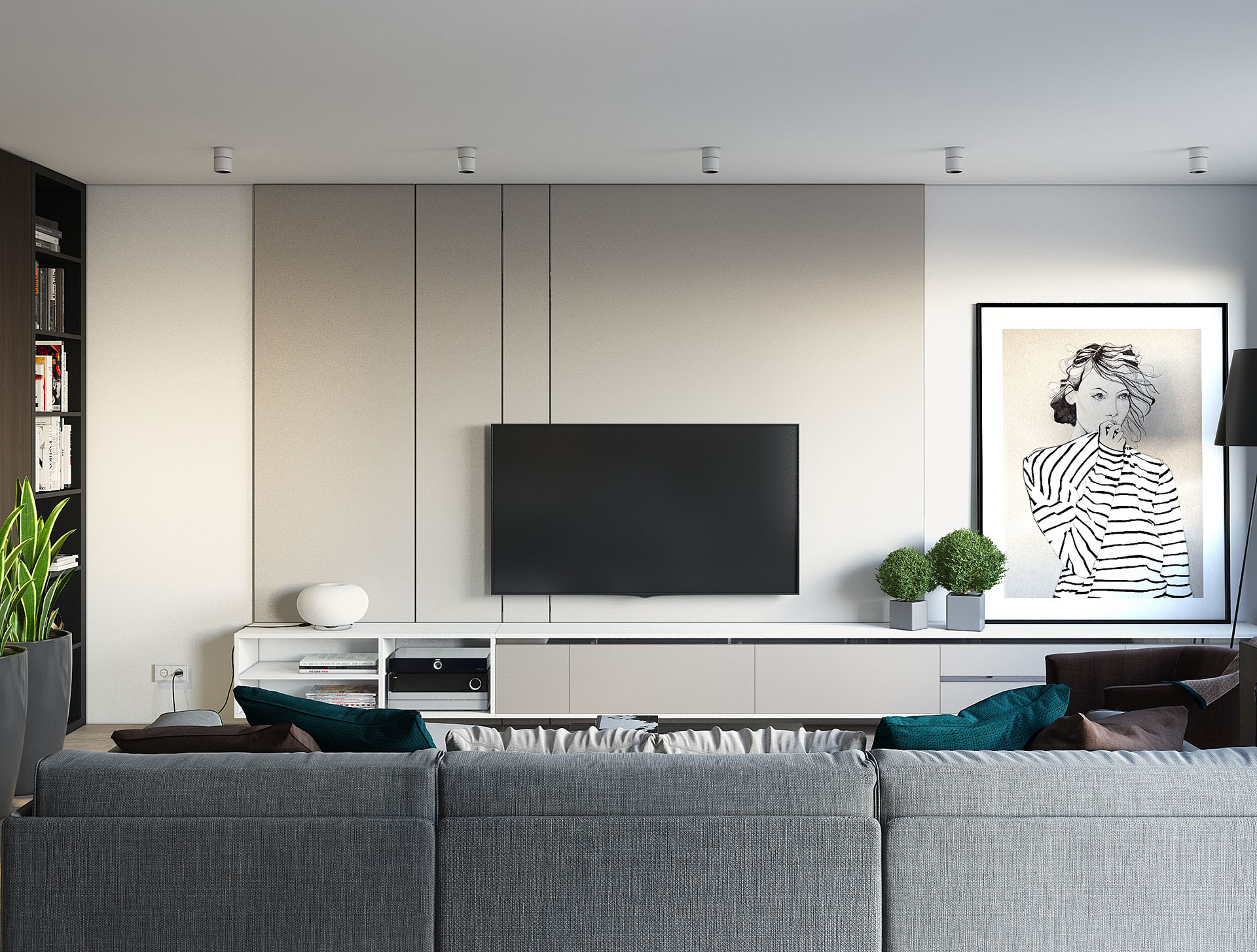 现代简约公寓电视背景墙装修设计效果图