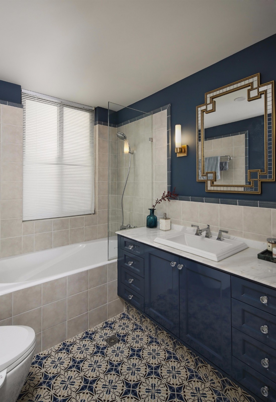 110平米装修,15-20万装修,美式风格,复式装修,浴室柜,蓝色