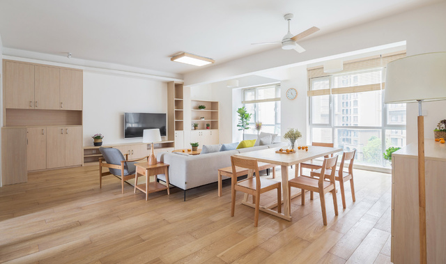 120㎡简约日式风客餐厅装修效果图