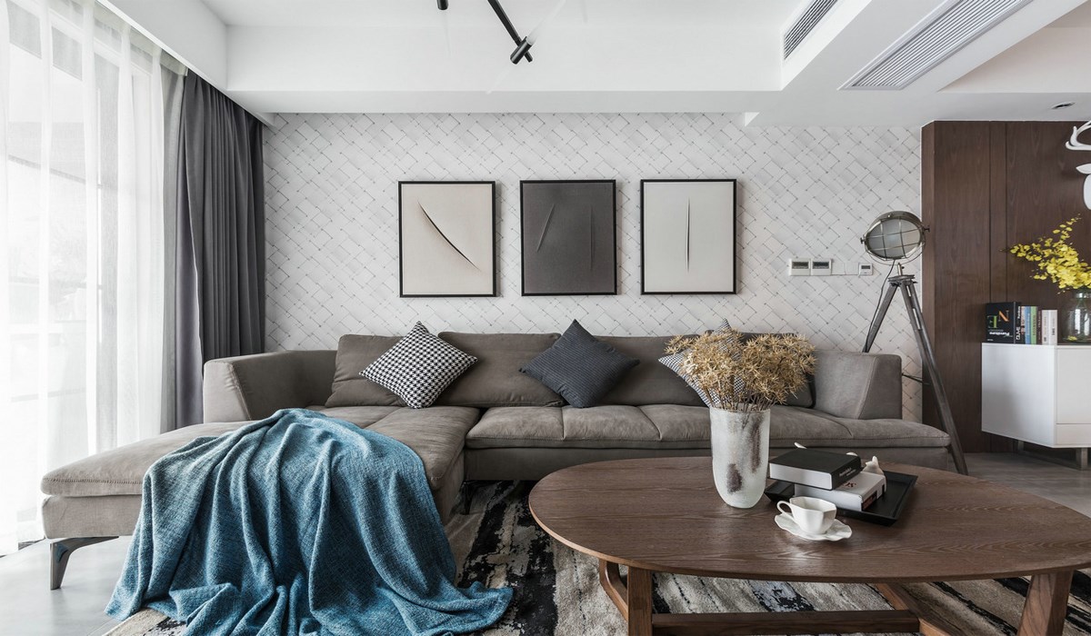 北欧现代三居室沙发背景墙装修效果图