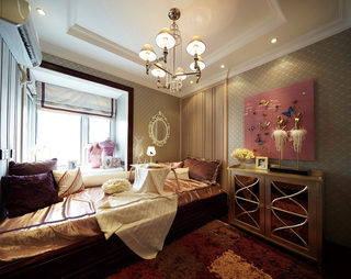 奢华欧式古典风格榻榻米卧室装修效果图