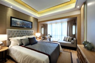 新中式原木风卧室装修效果图