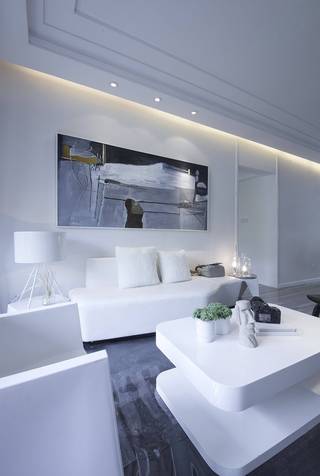 现代简约三居室沙发背景墙装修效果图