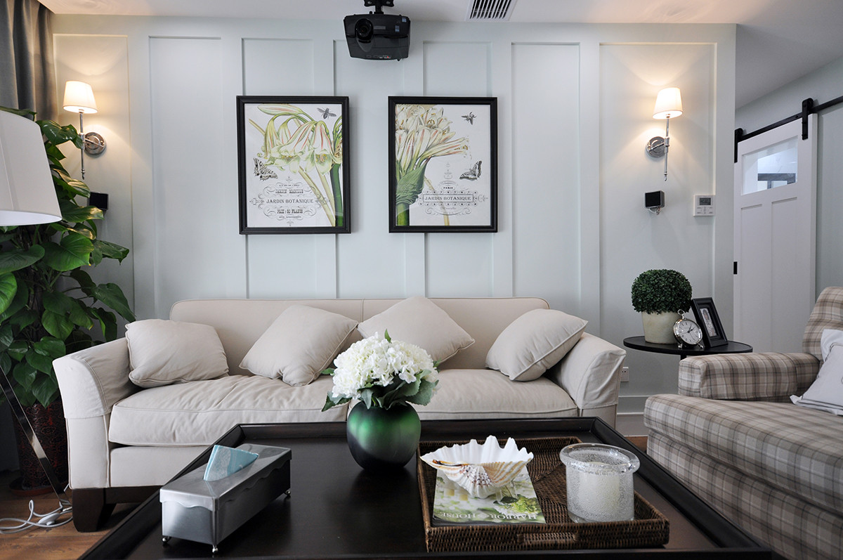 美式风格二居室沙发背景墙装修效果图