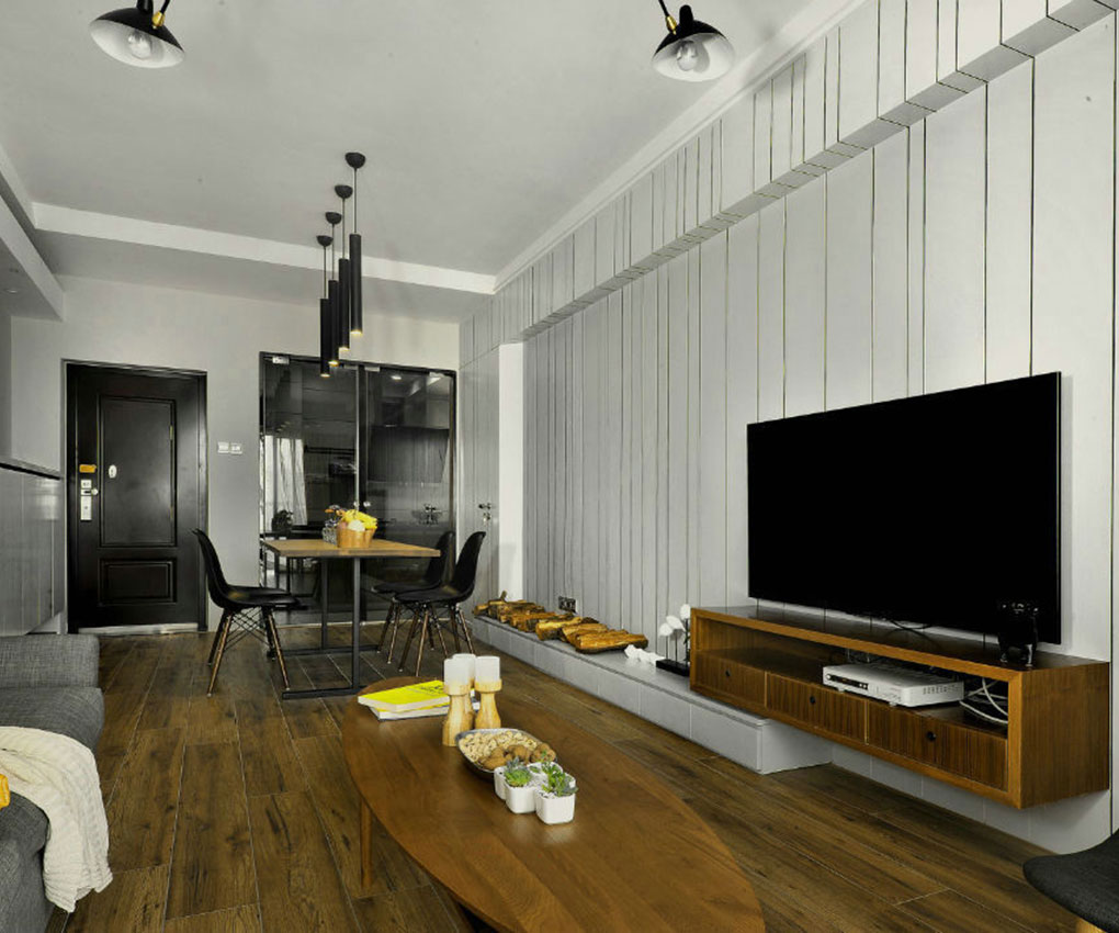 黑白灰现代风格客厅装修效果图