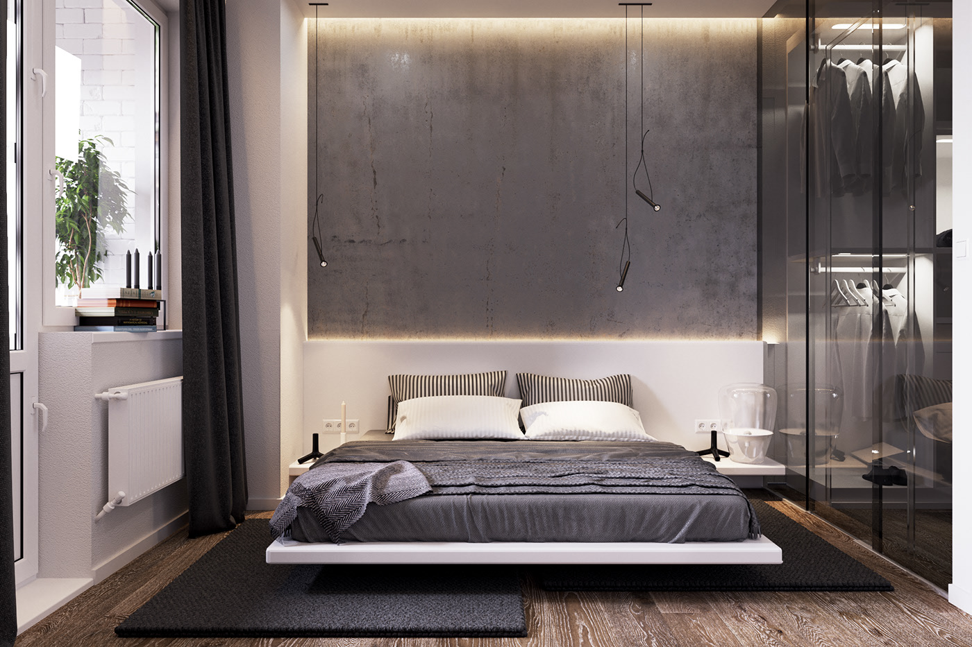 66平现代简约公寓卧室装修效果图