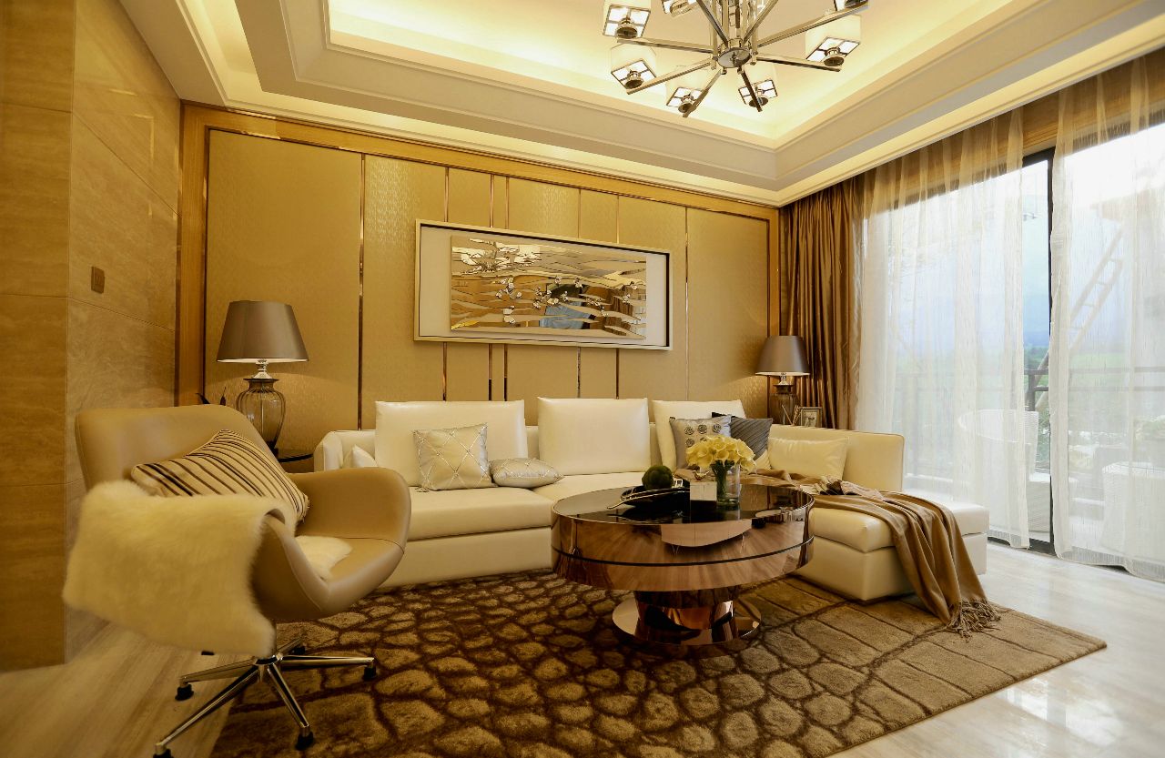 二居室装修,90平米装修,10-15万装修,现代简约风格,客厅,暖色调