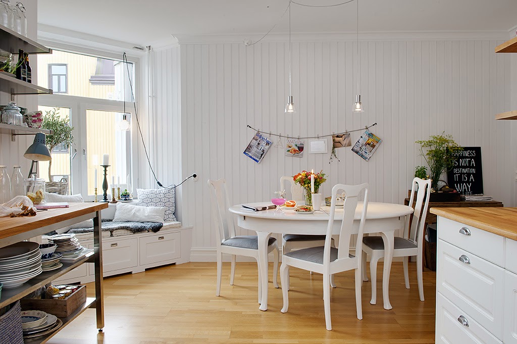 白色简约北欧风公寓餐厅装修效果图