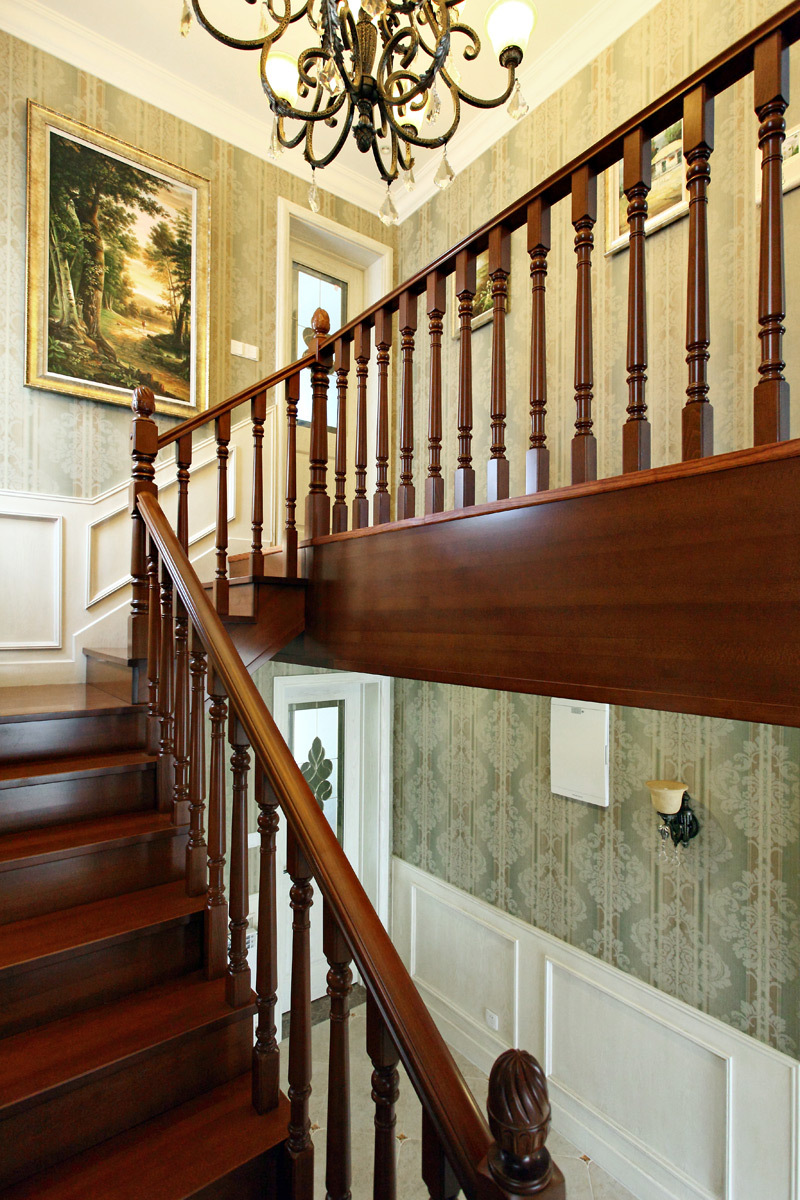 大户型复古美式风格楼梯装修效果图