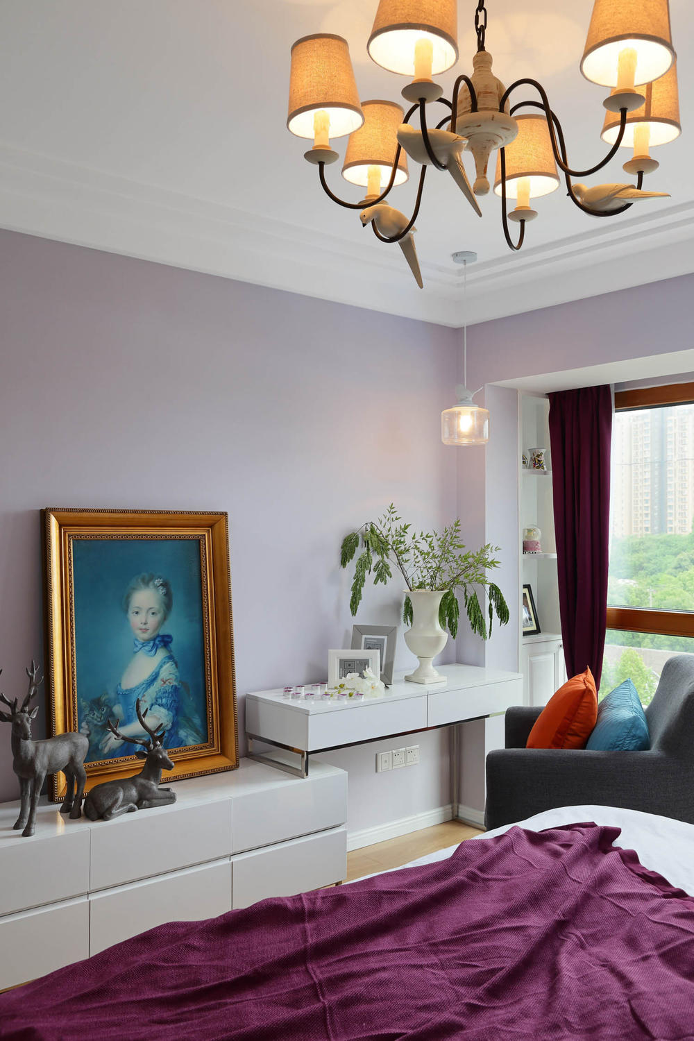 120平米装修,三居室装修,美式风格,混搭风格,10-15万装修,紫色