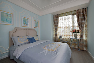 蓝调美式风格三居卧室装修搭配图