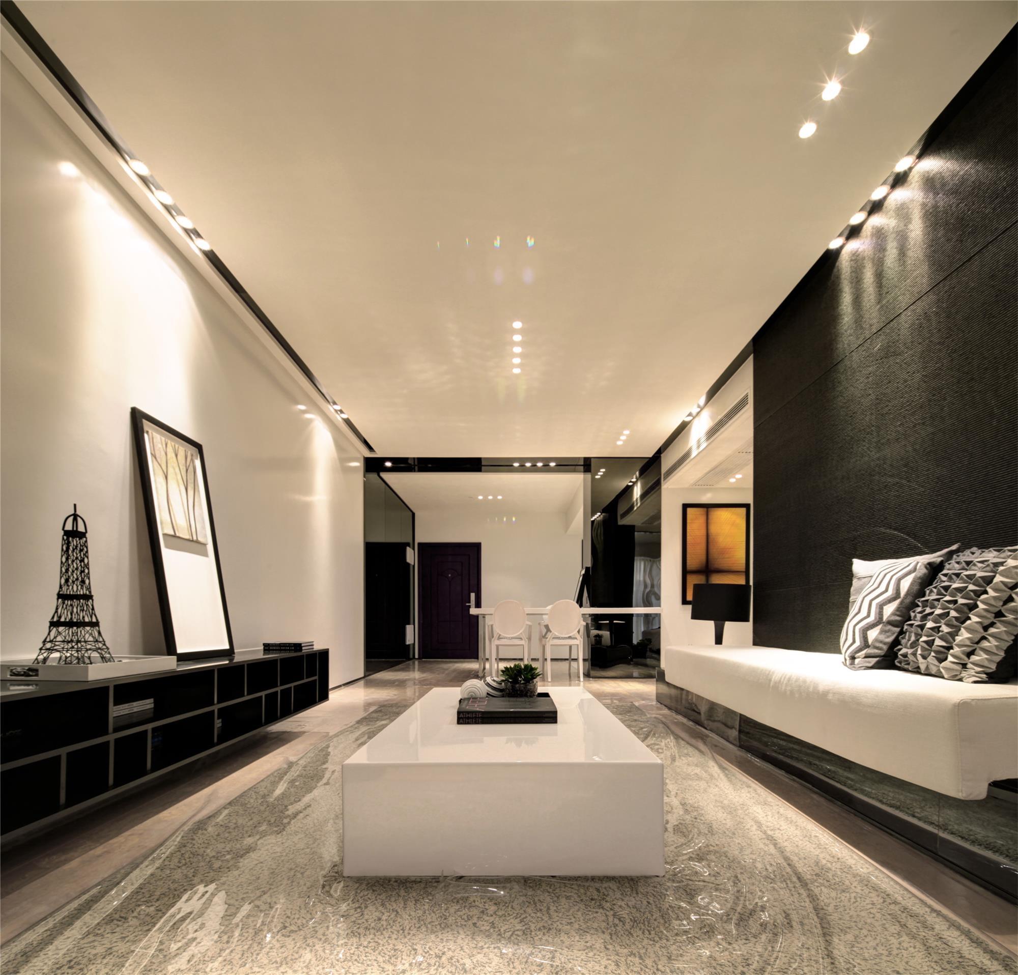 黑白灰现代简约三居客厅装修效果图