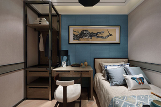 现代新中式样板房卧室装修效果图
