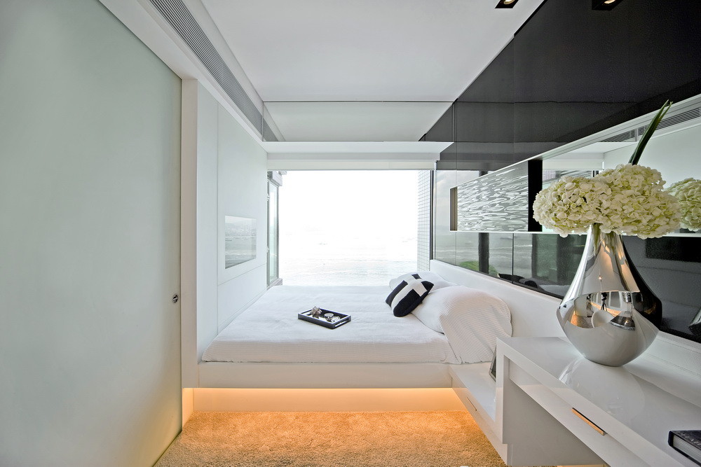 黑白现代简约公寓卧室装修效果图